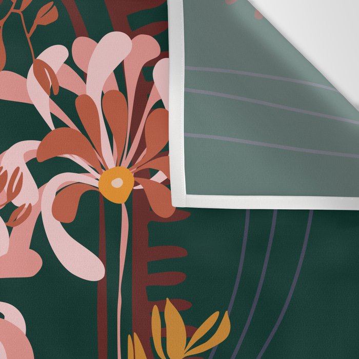 Alfons Mucha would love this flowers - emerald green Wall Tapestry Gallery Image 3