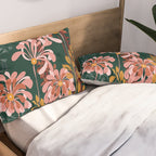 Alfons Mucha would love this flowers - emerald green Pillow Sham Gallery Image 2