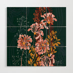 Alfons Mucha would love this flowers - emerald green Wood Wall Art Gallery Image 1