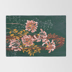 Alfons Mucha would love this flowers - emerald green Rug Gallery Image 2