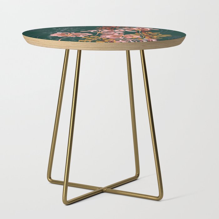 Alfons Mucha would love this flowers - emerald green Side Table Gallery Image 1