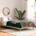 Alfons Mucha would love this flowers - emerald green Comforter Gallery Image 2