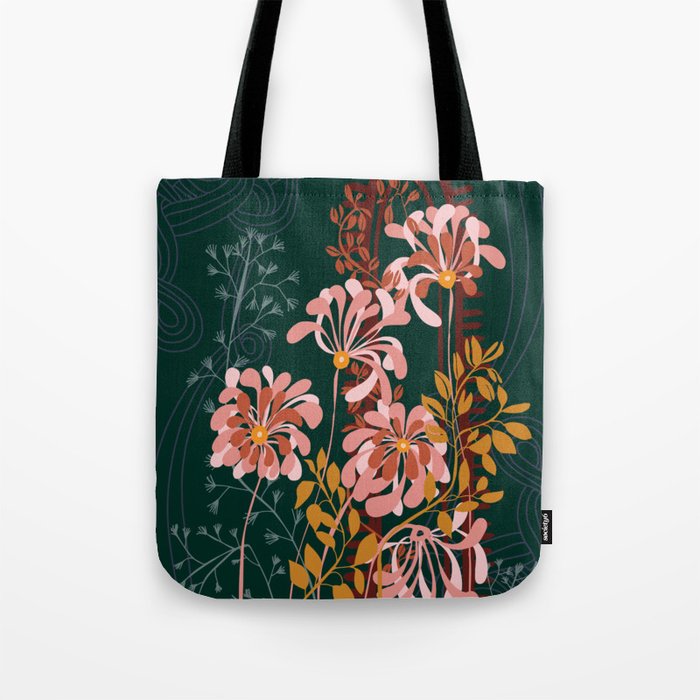 Alfons Mucha would love this flowers - emerald green Tote Bag Gallery Image 1