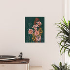 Alfons Mucha would love this flowers - emerald green Poster Gallery Image 2