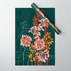 Alfons Mucha would love this flowers - emerald green Wrapping Paper Gallery Image 1