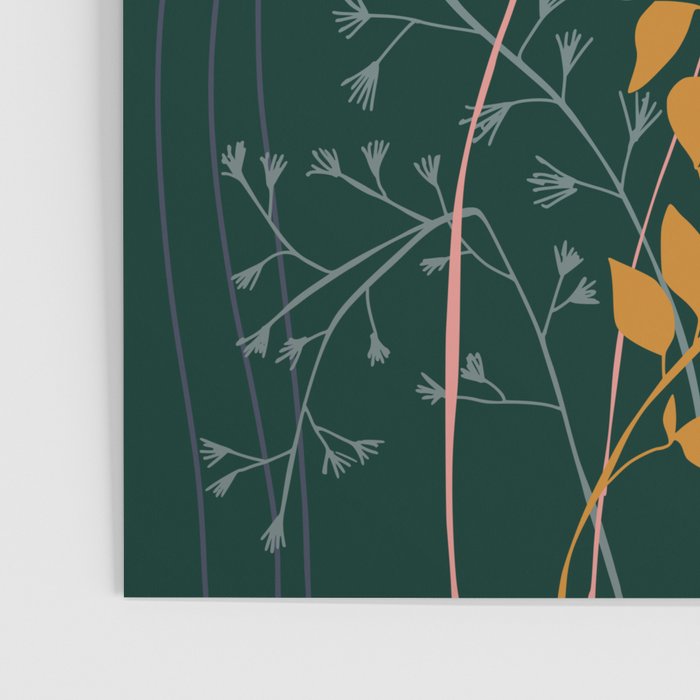 Alfons Mucha would love this flowers - emerald green Poster Gallery Image 3