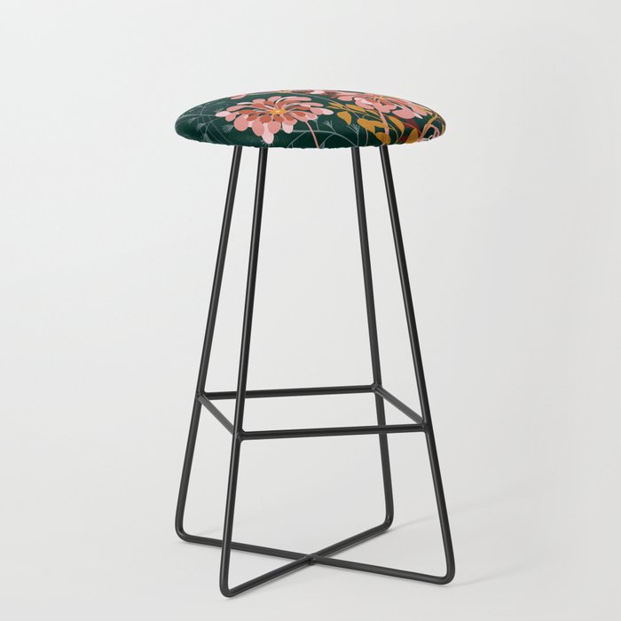 Alfons Mucha would love this flowers - emerald green Stool Gallery Image 1
