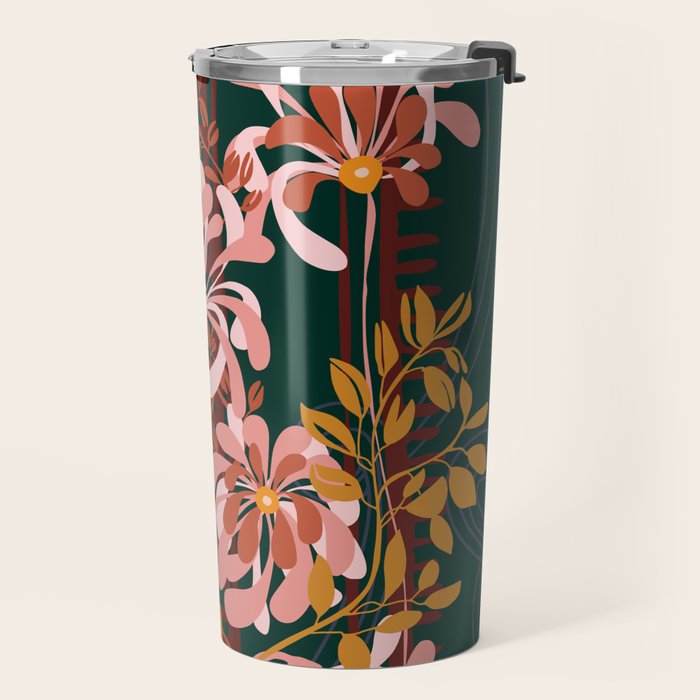Alfons Mucha would love this flowers - emerald green Travel Mug Gallery Image 2