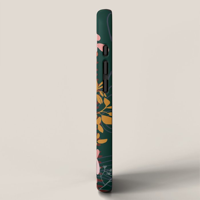 Alfons Mucha would love this flowers - emerald green iPhone Case Gallery Image 2