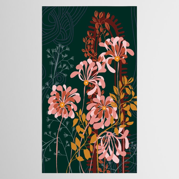 Alfons Mucha would love this flowers - emerald green Tablecloth Gallery Image 2