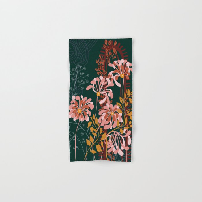 Alfons Mucha would love this flowers - emerald green Bath Towel Gallery Image 1