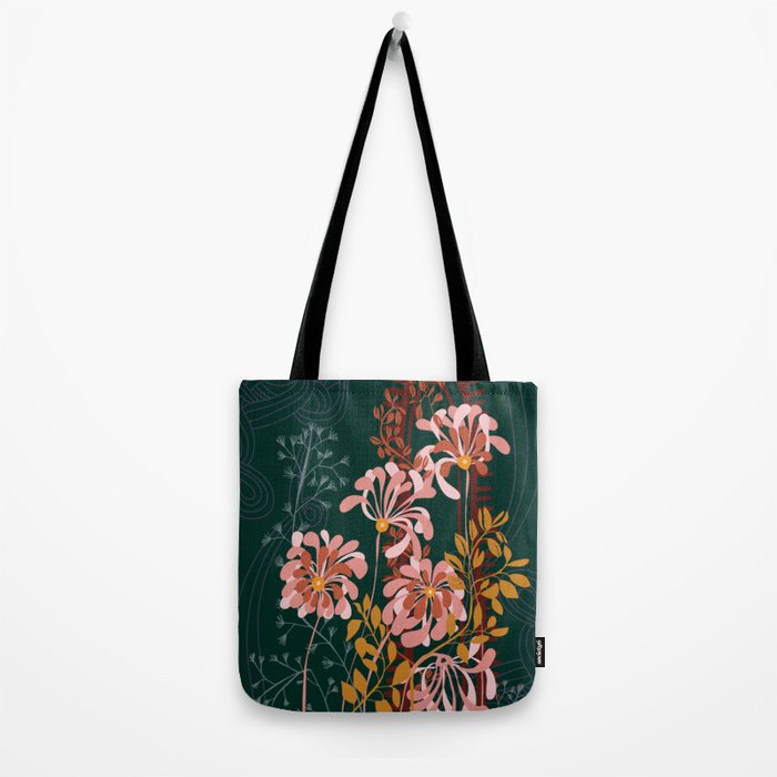 Alfons Mucha would love this flowers - emerald green Tote Bag Gallery Image 2