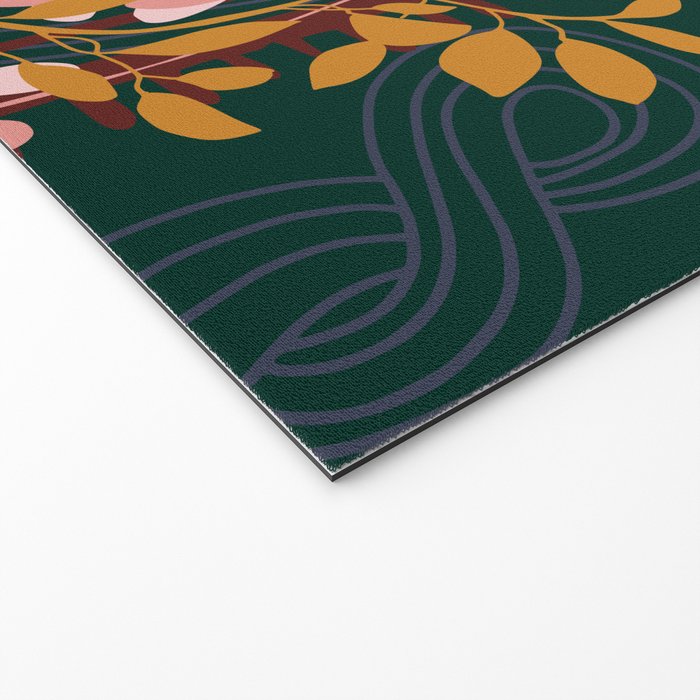 Alfons Mucha would love this flowers - emerald green Welcome Mat Gallery Image 2