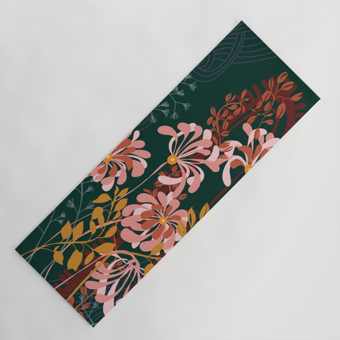 Alfons Mucha would love this flowers - emerald green Yoga Mat Gallery Image 1