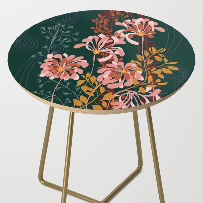 Alfons Mucha would love this flowers - emerald green Side Table Gallery Image 2