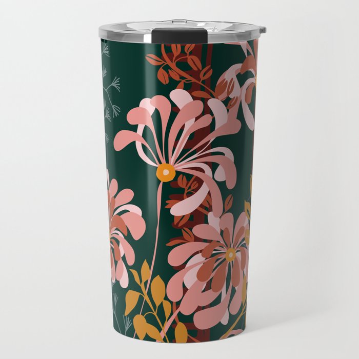 Alfons Mucha would love this flowers - emerald green Travel Mug Gallery Image 1