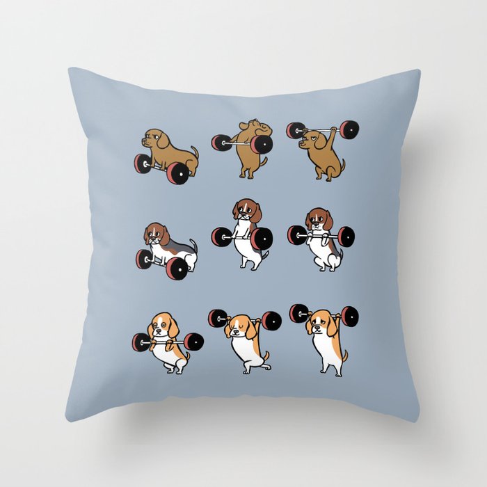 Olympic Lifting Beagles Throw Pillow Gallery Image 6