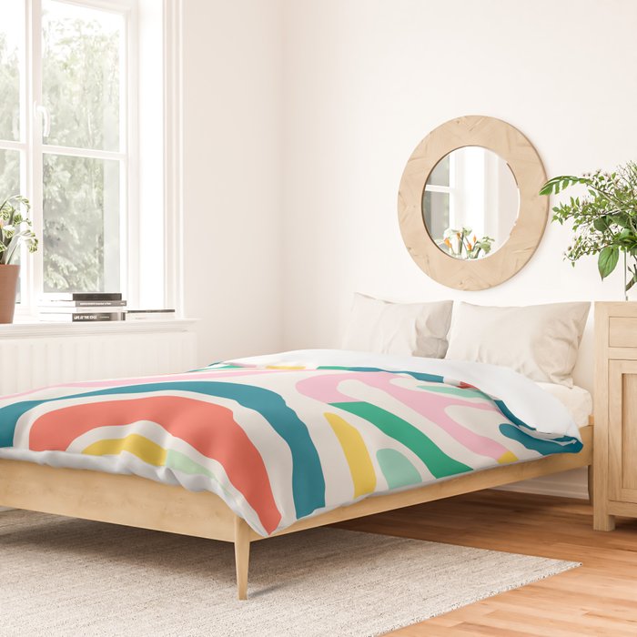 Colorful abstract stripe line art pattern Duvet Cover Gallery Image 2