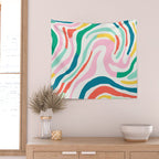 Colorful abstract stripe line art pattern Wall Tapestry Gallery Image 2