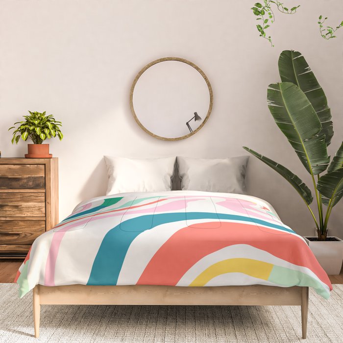 Colorful abstract stripe line art pattern Comforter Gallery Image 3