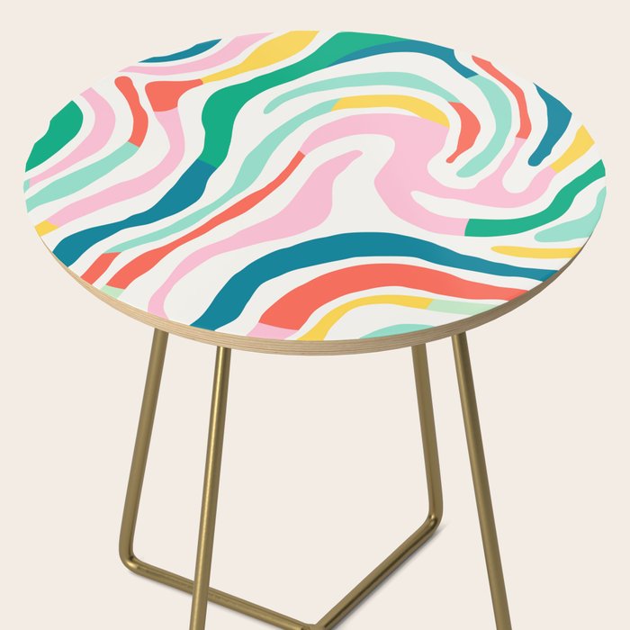 Colorful abstract stripe line art pattern Side Table Gallery Image 2