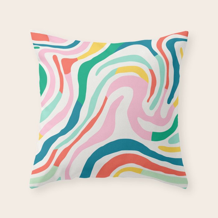 Colorful abstract stripe line art pattern Throw Pillow Gallery Image 6
