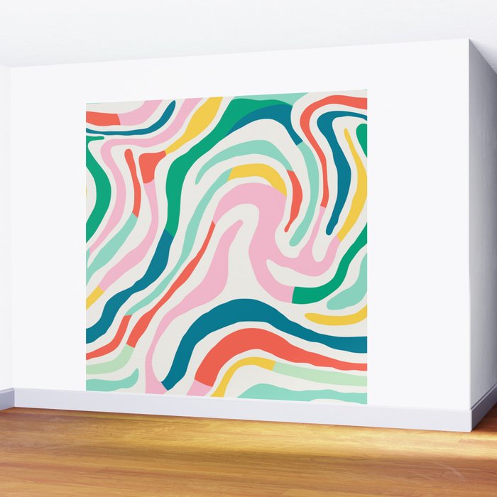 Colorful abstract stripe line art pattern Wall Mural Gallery Image 2