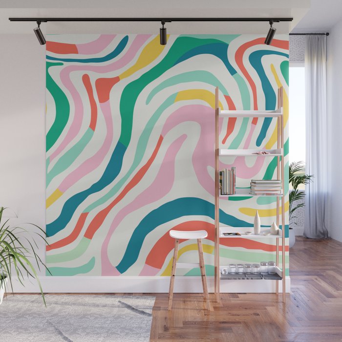 Colorful abstract stripe line art pattern Wall Mural Gallery Image 1
