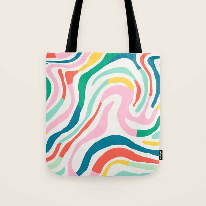 Colorful abstract stripe line art pattern Tote Bag Gallery Image 1