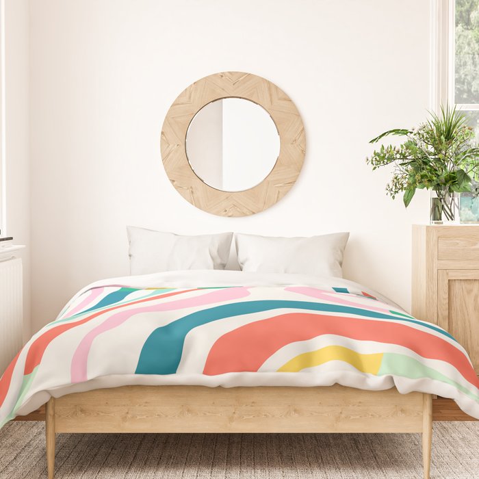 Colorful abstract stripe line art pattern Duvet Cover Gallery Image 3