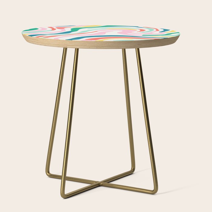 Colorful abstract stripe line art pattern Side Table Gallery Image 1