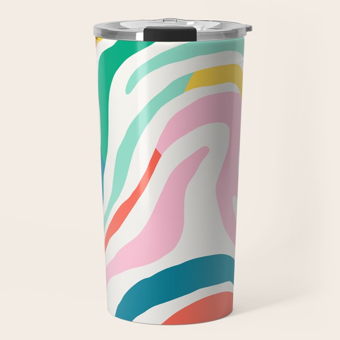 Colorful abstract stripe line art pattern Travel Mug Gallery Image 1