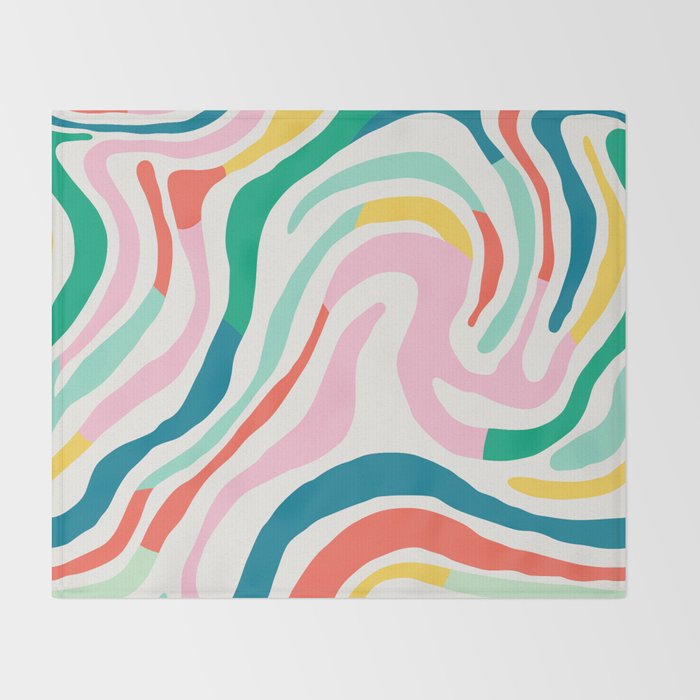 Colorful abstract stripe line art pattern Throw Blanket Gallery Image 2
