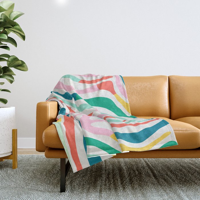 Colorful abstract stripe line art pattern Throw Blanket Gallery Image 1