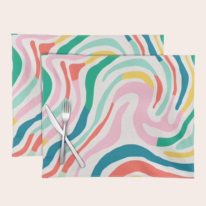Colorful abstract stripe line art pattern Placemat Gallery Image 1