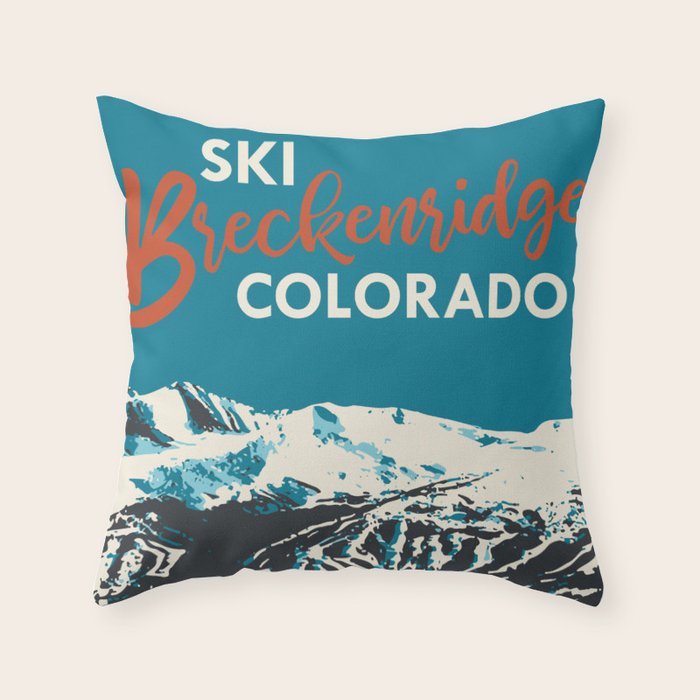 Breckenridge Vintage Ski Poster Throw Pillow Gallery Image 6