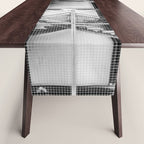 Escape from New York fire escape symmetrical steel staircase architecture black and white photograph Table Runner Gallery Image 1