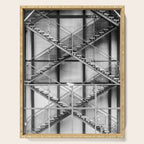 Escape from New York fire escape symmetrical steel staircase architecture black and white photograph Serving Tray Gallery Image 1
