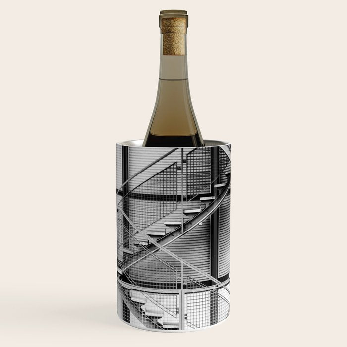 Escape from New York fire escape symmetrical steel staircase architecture black and white photograph Wine Chiller Gallery Image 2