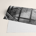 Escape from New York fire escape symmetrical steel staircase architecture black and white photograph Wrapping Paper Gallery Image 2