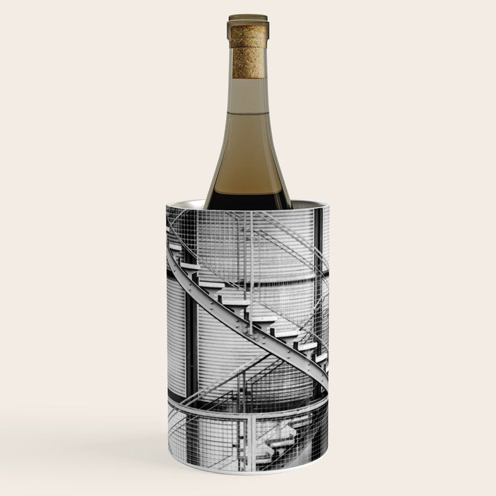 Escape from New York fire escape symmetrical steel staircase architecture black and white photograph Wine Chiller Gallery Image 3