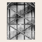 Escape from New York fire escape symmetrical steel staircase architecture black and white photograph Poster Gallery Image 4