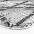 Escape from New York fire escape symmetrical steel staircase architecture black and white photograph Bath Mat Gallery Image 3