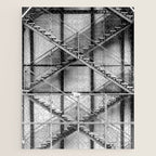 Escape from New York fire escape symmetrical steel staircase architecture black and white photograph Jigsaw Puzzle Gallery Image 1