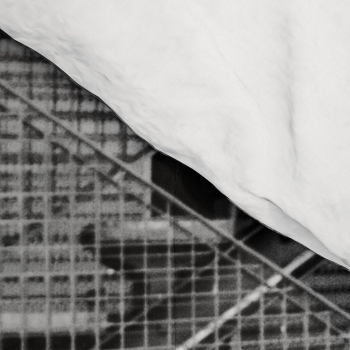 Escape from New York fire escape symmetrical steel staircase architecture black and white photograph Comforter Gallery Image 4