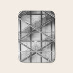 Escape from New York fire escape symmetrical steel staircase architecture black and white photograph Bath Mat Gallery Image 1