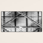 Escape from New York fire escape symmetrical steel staircase architecture black and white photograph Desk Mat Gallery Image 3