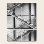 Escape from New York fire escape symmetrical steel staircase architecture black and white photograph Notebook Gallery Image 4