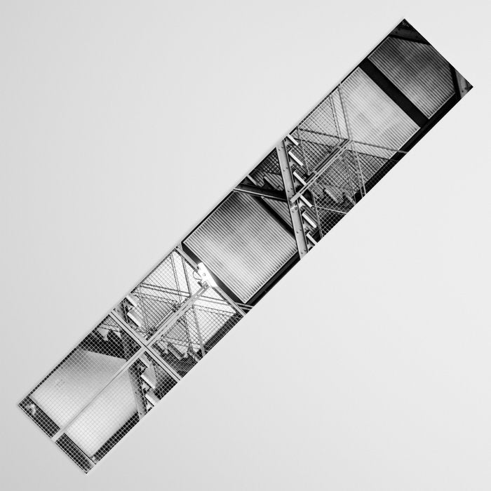 Escape from New York fire escape symmetrical steel staircase architecture black and white photograph Table Runner Gallery Image 3