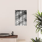 Escape from New York fire escape symmetrical steel staircase architecture black and white photograph Poster Gallery Image 2